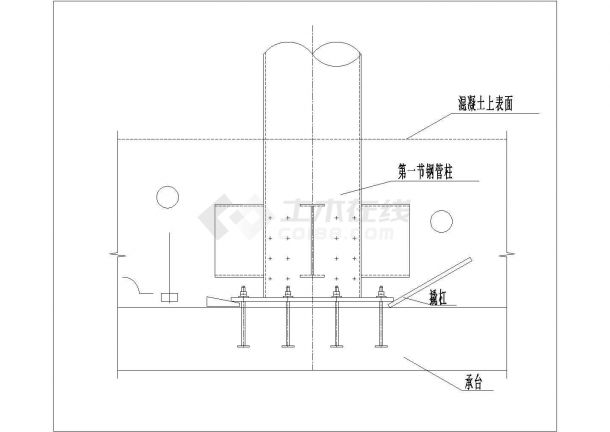 钢管混凝土柱安装建筑设计CAD施工图-图二