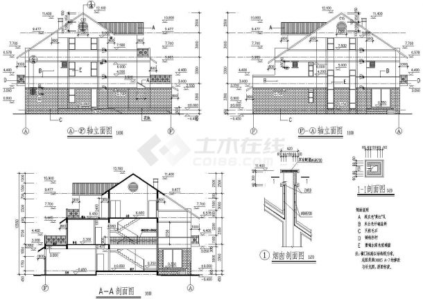 某简单别墅全套图详细设计施工全套建筑平立面CAD图纸-图二