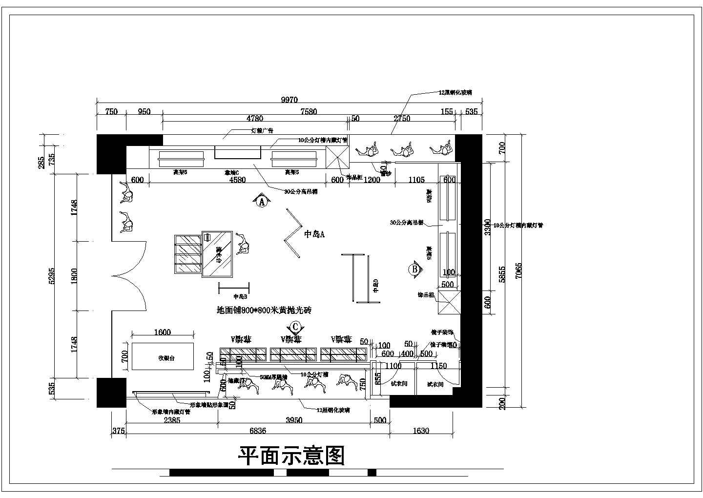 某市服装店平立面设计cad施工图