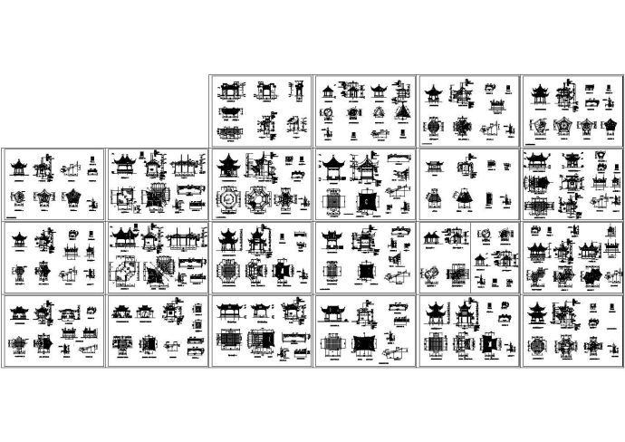 经典20种不同形式的中国古建园林景观亭子设计cad全套建筑施工图（甲级院设计，种类齐全）_图1