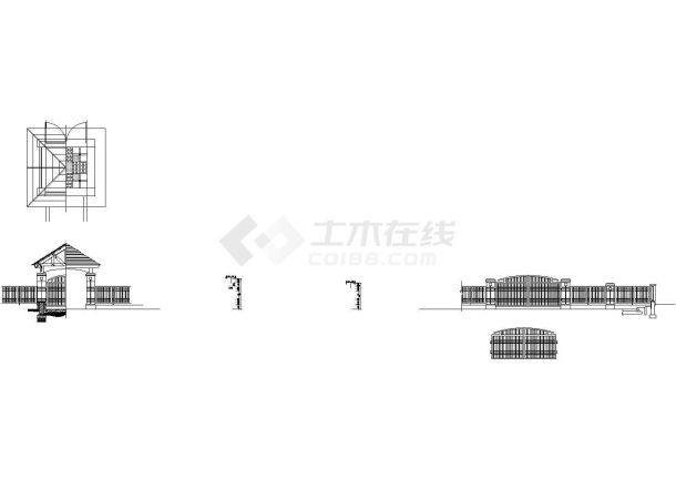 现代四角亭施工大样图设计-图一