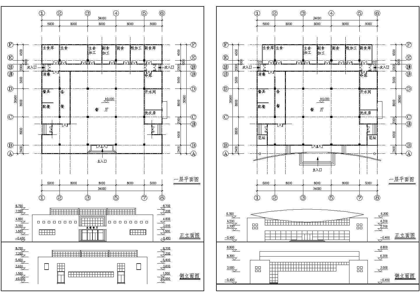 小学小食堂建筑设计CAD图