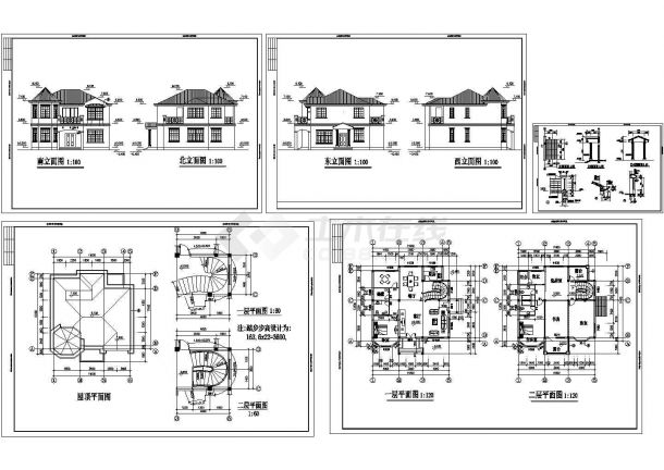 某农村小别墅建筑施工CAD图-图一