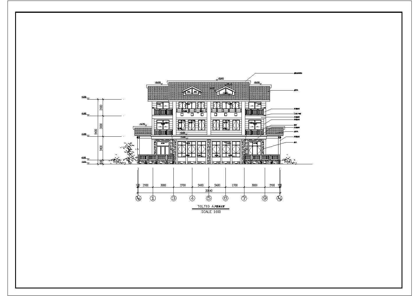 某地三层户型别墅楼建筑设计方案图