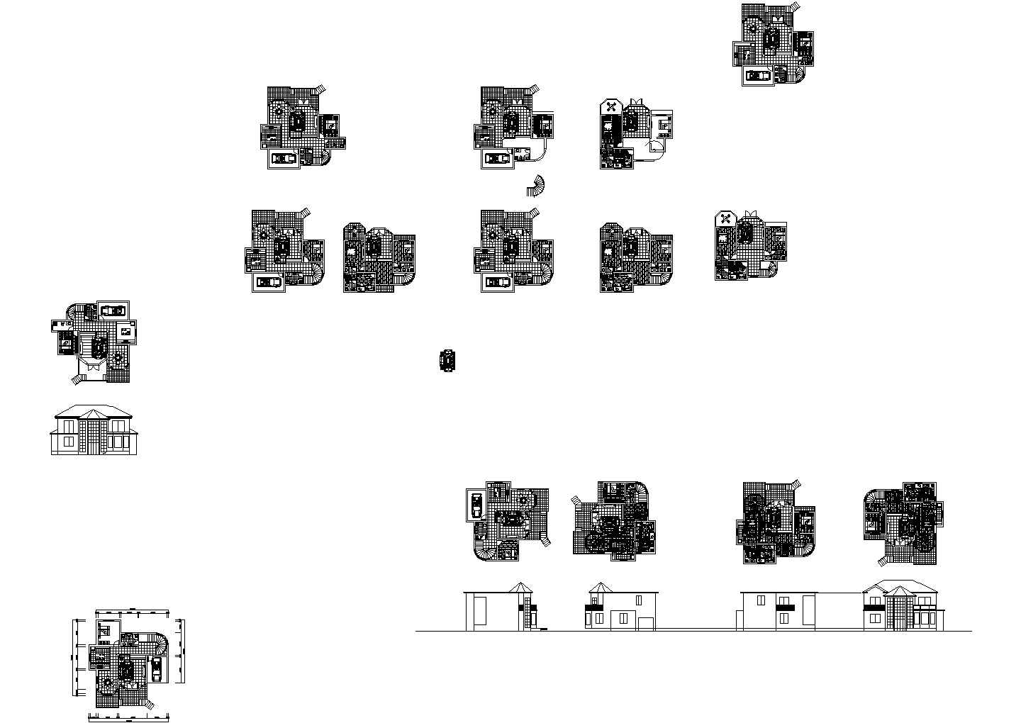 农村别墅13x10方案CAD草图