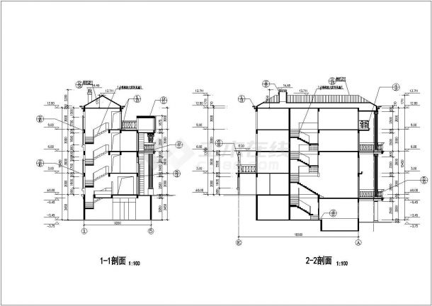 金湖山庄别墅详细设计施工全套建筑平立面CAD图纸-图一