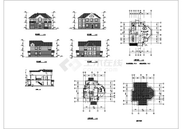某小型别墅装修设计CAD图纸-图一