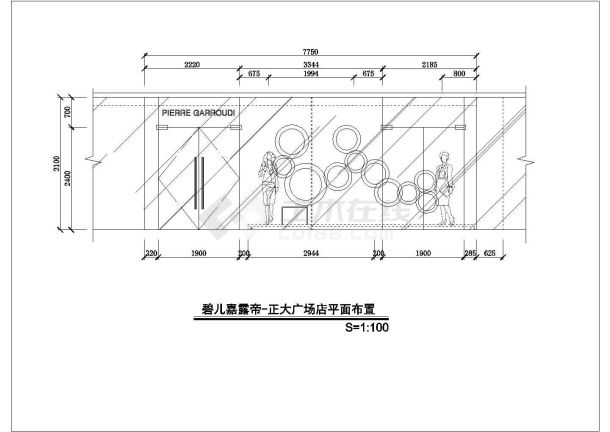 某地品牌服装店布置设计cad施工图纸-图二