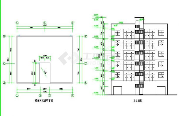 某单位住宅楼设计建筑图(共6张)-图一