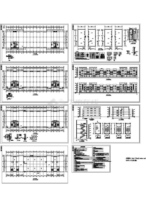 某地4层7882平米精密五金厂房车间建施【平立剖 楼梯 节点窗大样 卫生间平面 说明】-图一