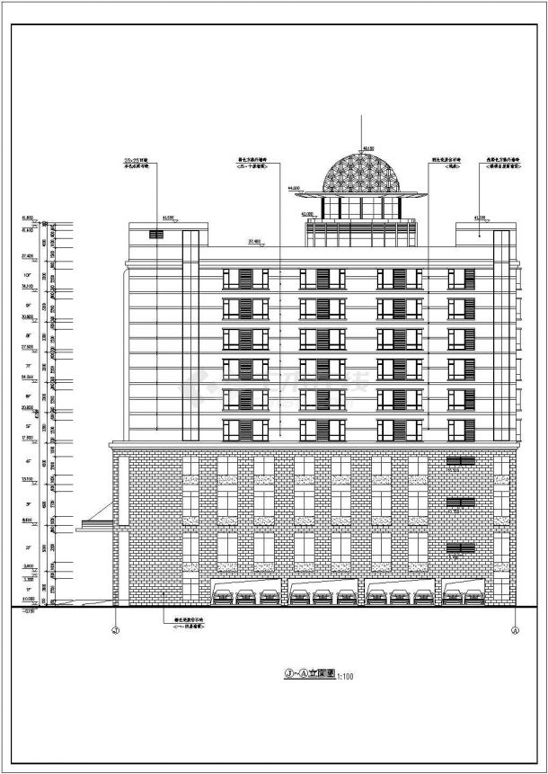 某酒店详细设计施工全套建筑平立面CAD图纸-图二