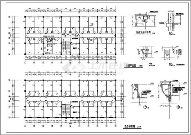 某酒店建施图详细设计施工全套建筑平立面CAD图纸-图二