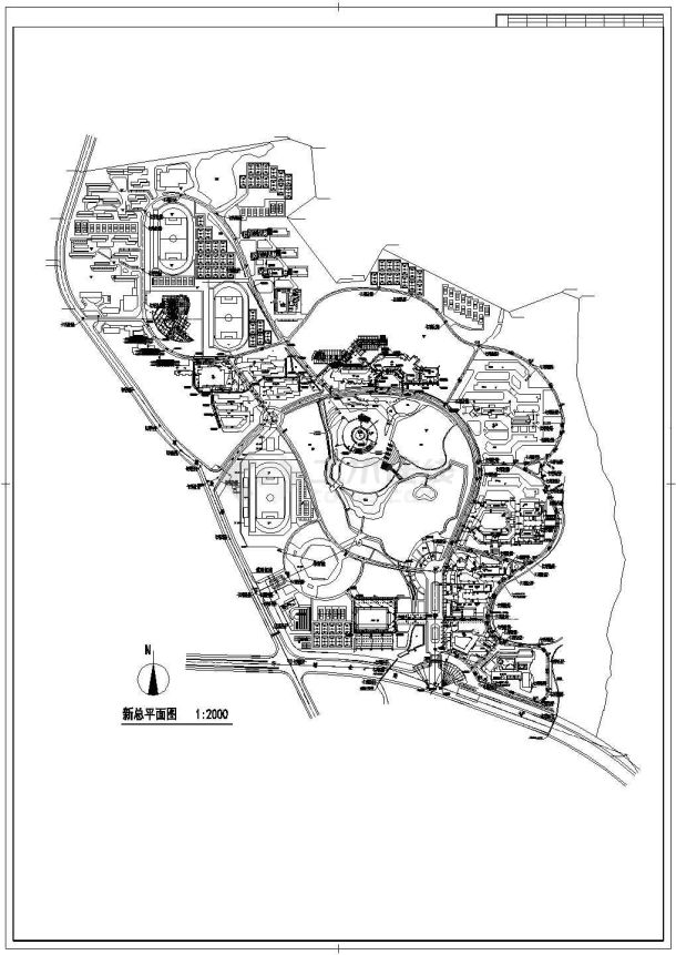 中学规划建施cad图纸-图一