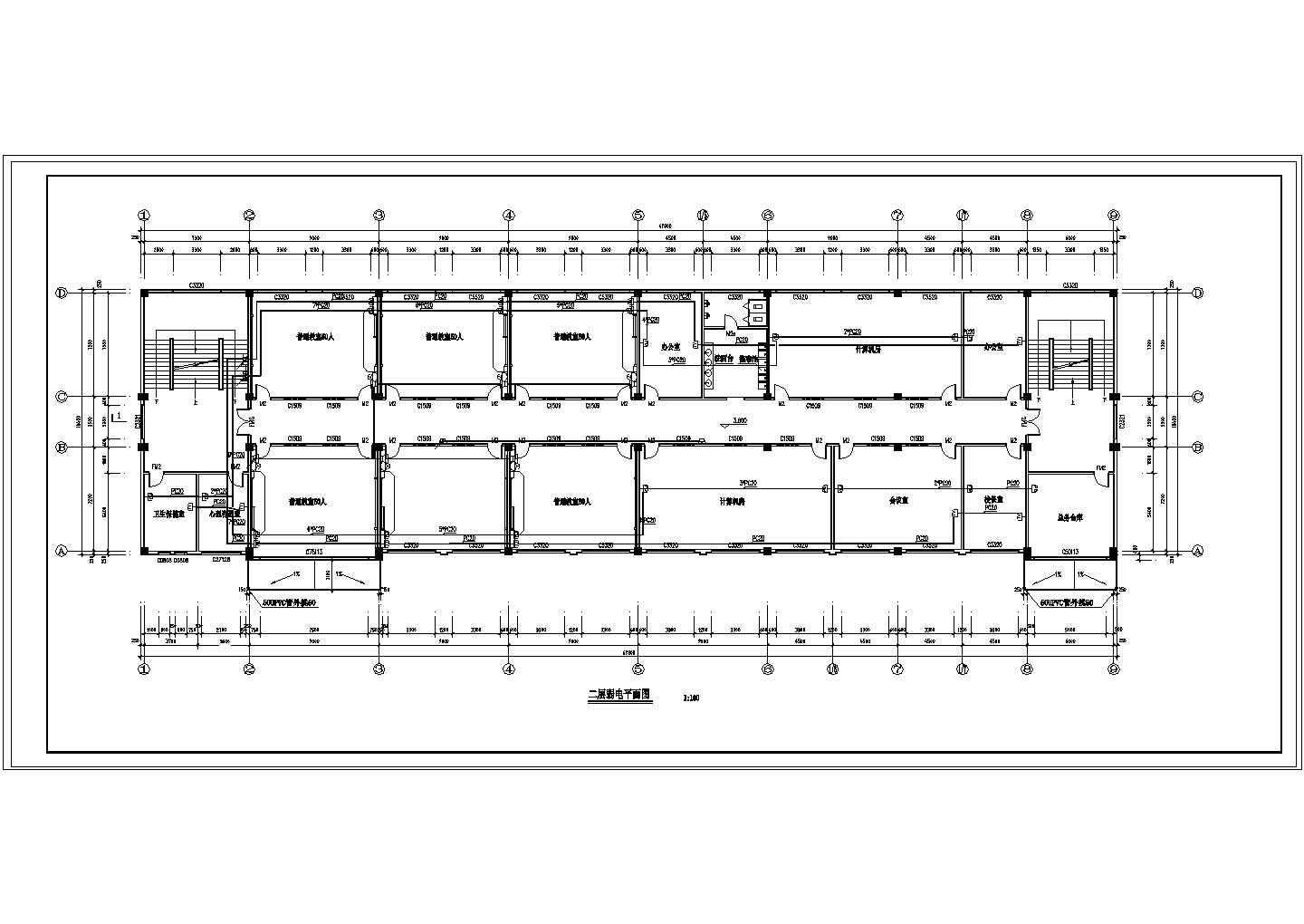 某4997.4㎡四层小学教学楼电气设计cad施工图纸（三级负荷）