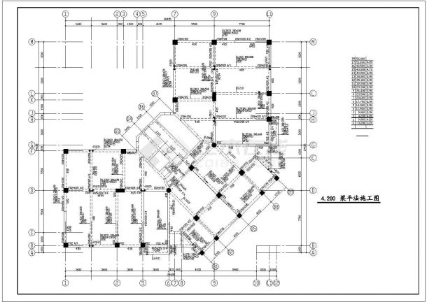 办公楼设计_某L形十八层高层办公楼结构设计cad施工图纸-图一