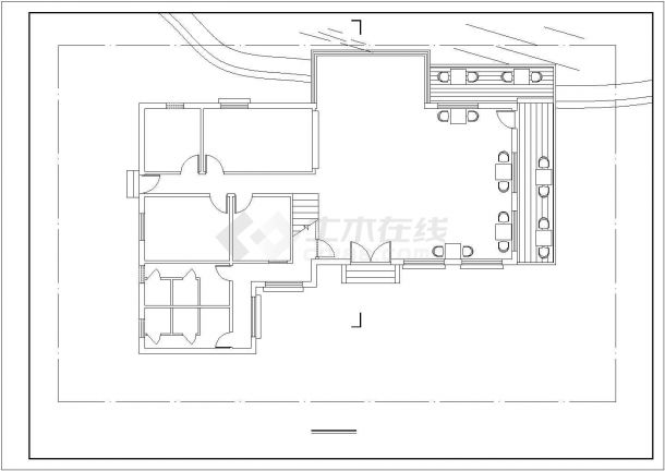 某咖啡厅详细设计施工全套建筑平立面CAD图纸-图二