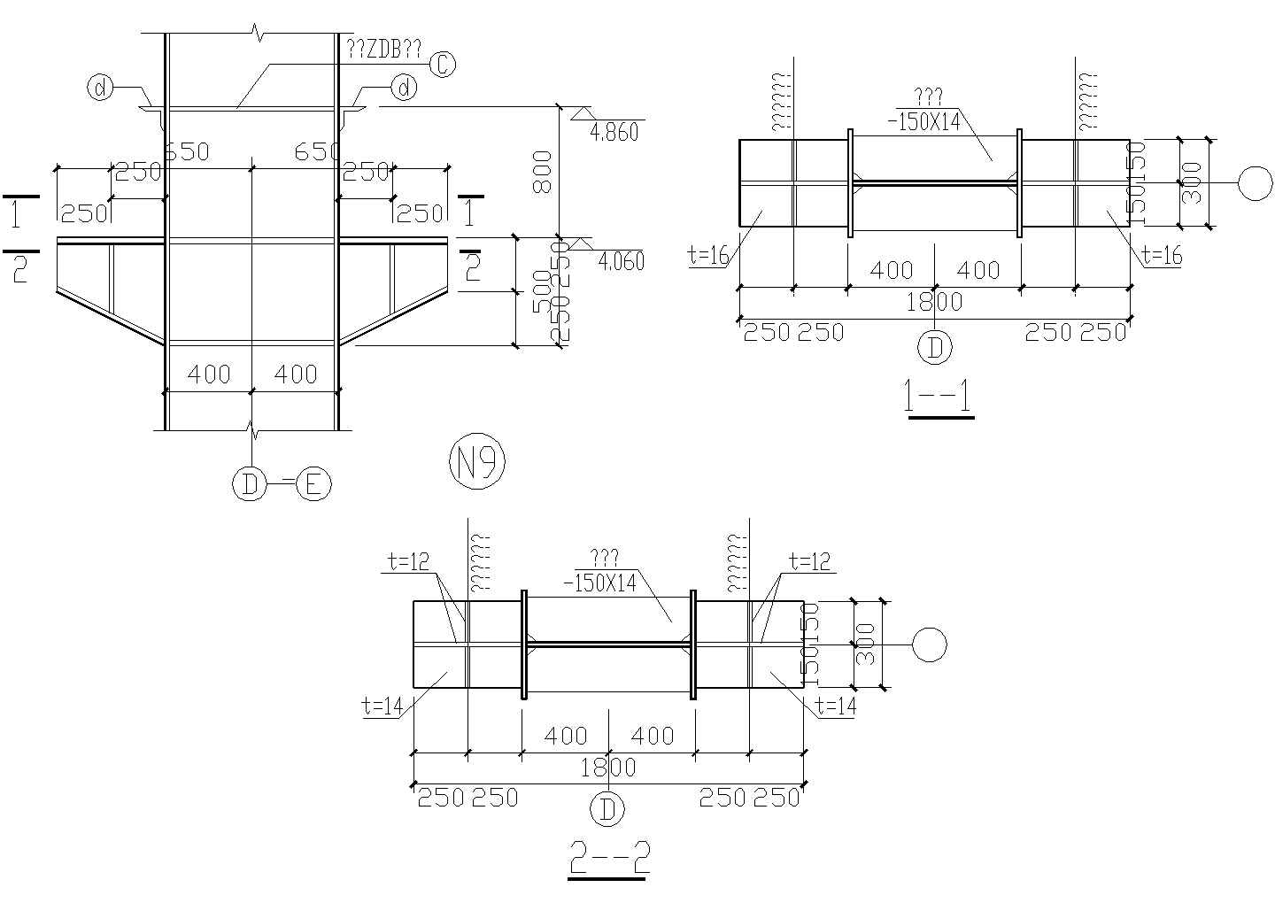 腹板贯通节点构造详图(2)CAD施工图设计