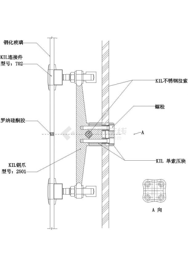 玻璃幕墙节点详图CAD施工图设计-图一