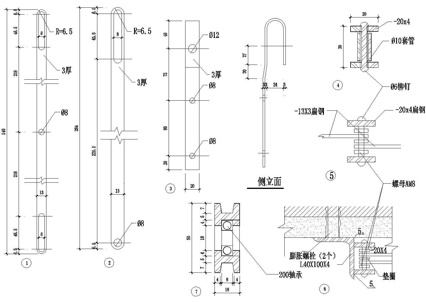 GM1,GM2铁栅门（四片）节点祥图1CAD施工图设计