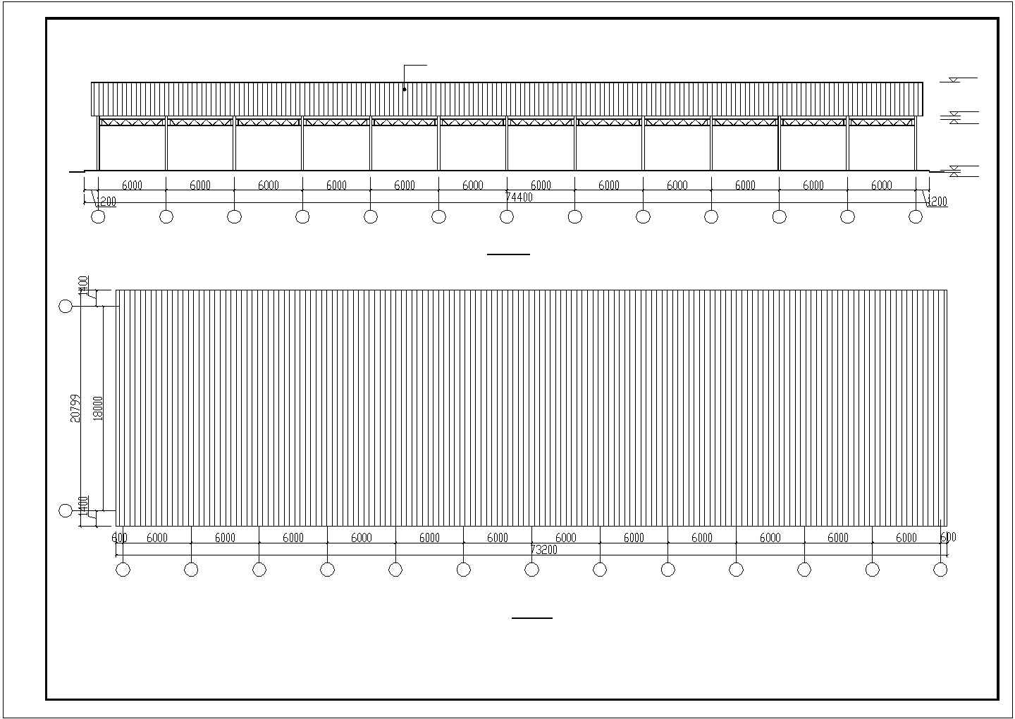 某弧形简易钢结构棚子结构设计cad施工图（含建筑设计）