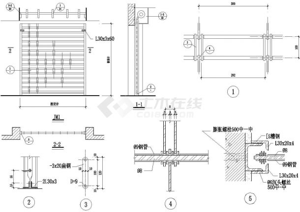 JM1空格卷帘门及节点祥图CAD施工图设计-图一