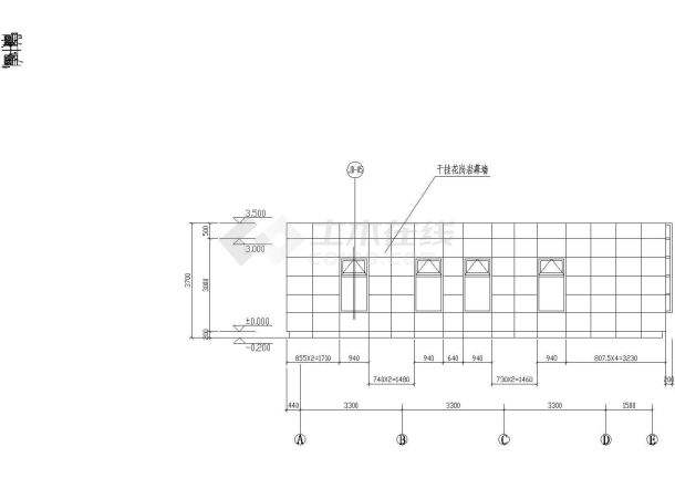 干挂花岗岩幕墙开窗纵剖大样CAD施工图设计-图一