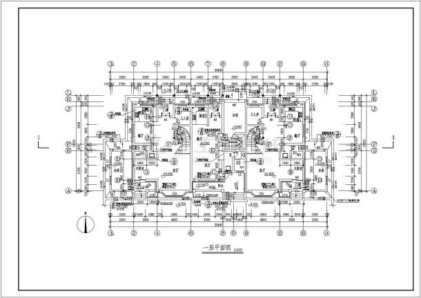 联排别墅建筑详细设计施工全套建筑平立面CAD图纸-图一