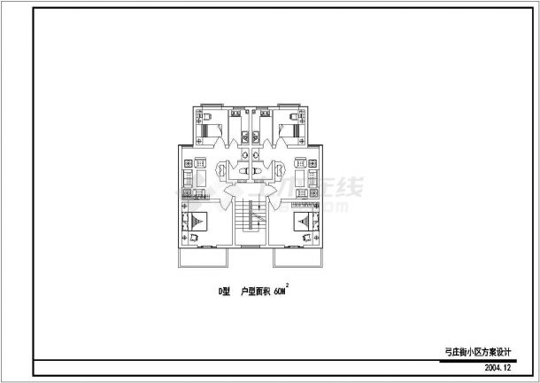 苏州某小区1梯2户住宅楼标准层平面设计CAD施工图（共7张）-图二