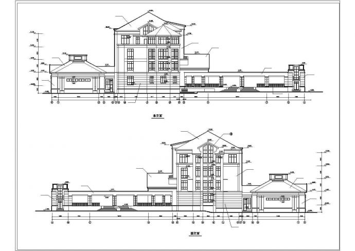 某地四层框架结构学校教学楼立面设计cad方案图纸_图1