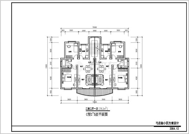 北海市海城区某新建居住区经典平面户型设计CAD施工图（5张）-图二