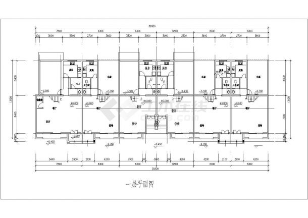 联体别墅详细设计施工建筑CAD平面图纸-图二