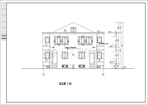 某联体别墅建筑设计施工全套建筑平立面CAD图纸-图二