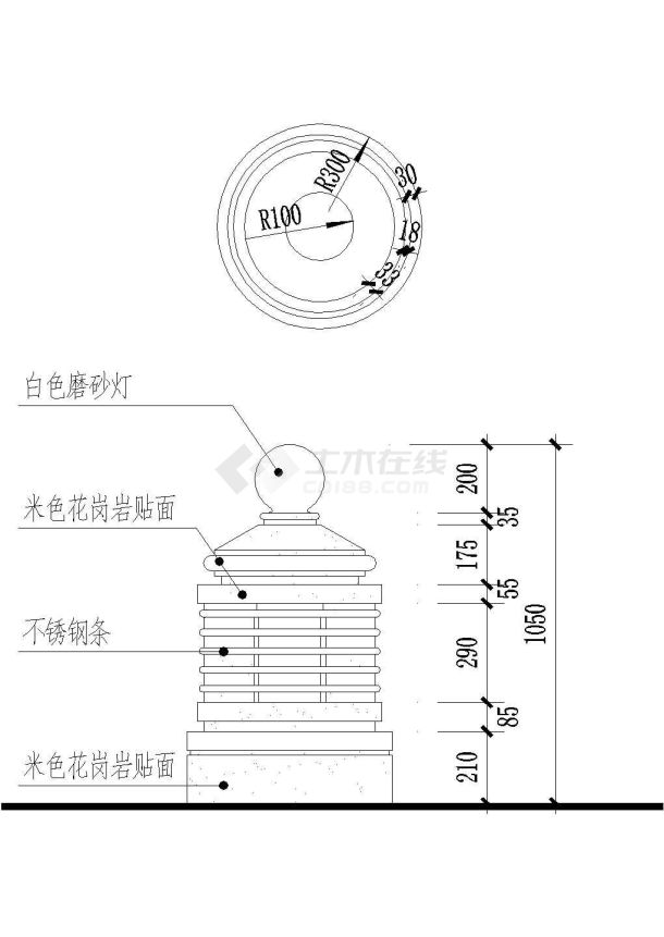 某公园景观灯柱详图-图一