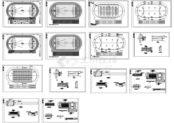 某小学田径运动场地（跑道、篮球场、足球场）设计cad全套施工图（标注详细，14张图）-图一