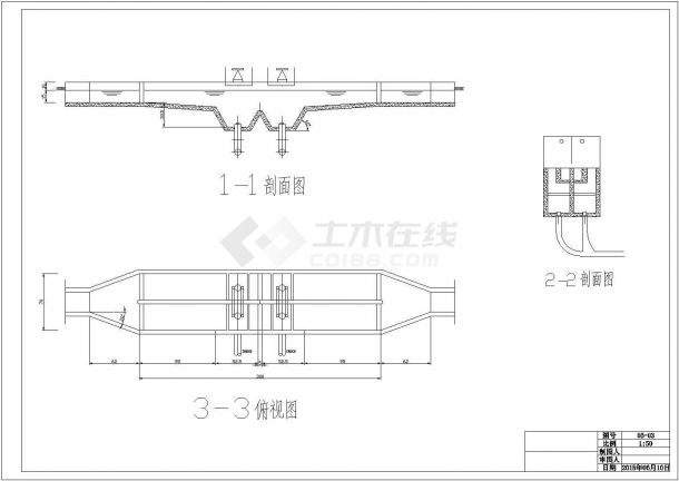 某污水处理工程污水处理构筑物之平流式沉淀池设计cad大样施工图纸（甲级院设计）-图一