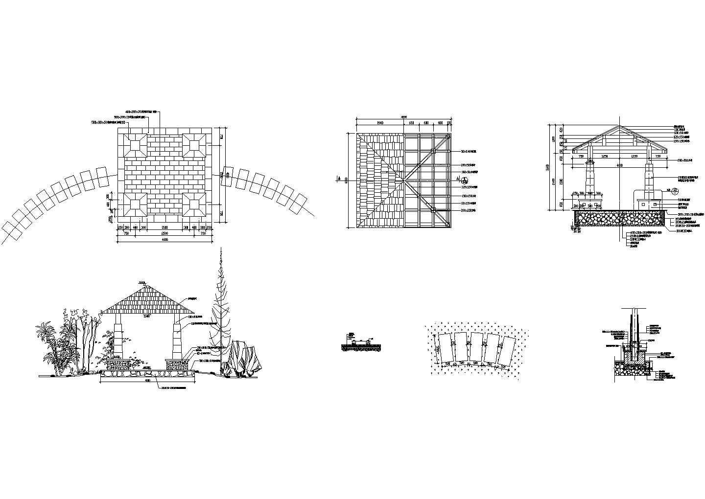 某园林景观风雨亭施工cad详图