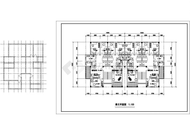 1种方案：单元楼户型【2室2厅-57.72平 3室2厅-73.54平】.cad施工图设计-图一