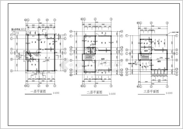 某两套别墅详细设计施工全套建筑平立面CAD图纸-图二