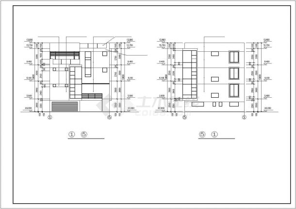 湖州市某村镇4层框架结构自建民居楼平立剖面设计CAD图纸-图二
