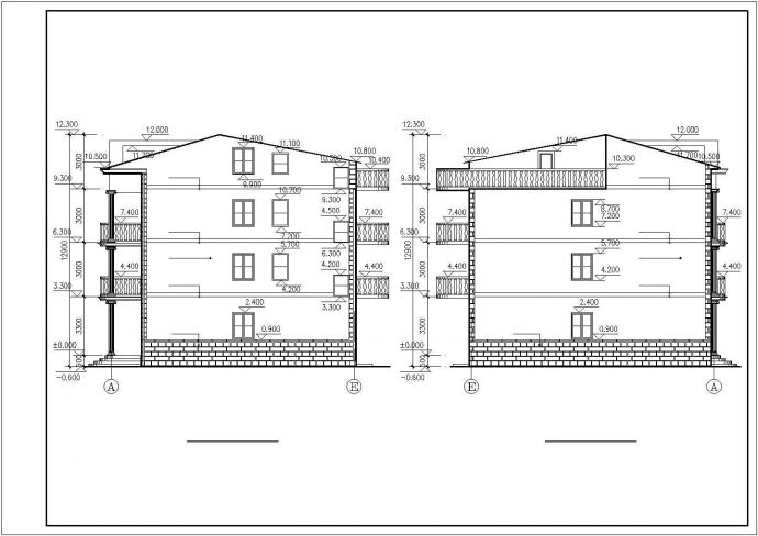 宜兴市某现代村镇1800平米4层砖混结构自建楼平立剖面设计CAD图纸_图1