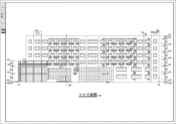 漳州某工厂6层框架结构宿舍楼平立剖面设计CAD图纸（1-2层餐厅）-图一