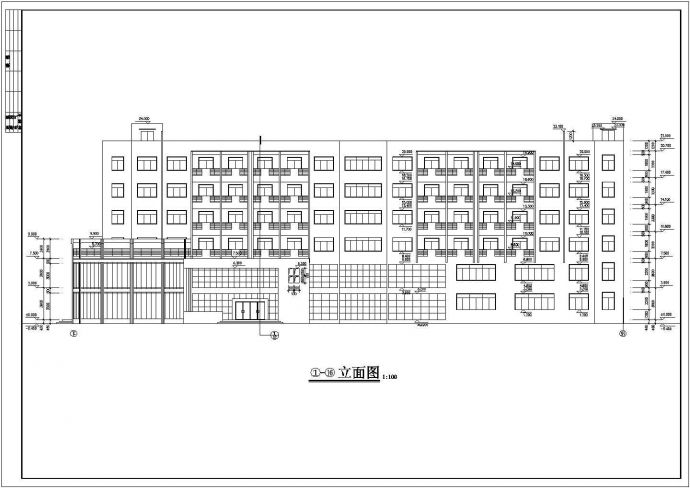 漳州某工厂6层框架结构宿舍楼平立剖面设计CAD图纸（1-2层餐厅）_图1