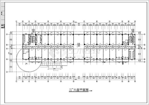 漳州某工厂6层框架结构宿舍楼平立剖面设计CAD图纸（1-2层餐厅）-图二