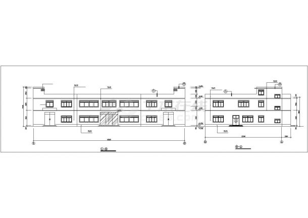 济宁市某工业区1900平米2层框架结构宿舍楼平立剖面设计CAD图纸-图二