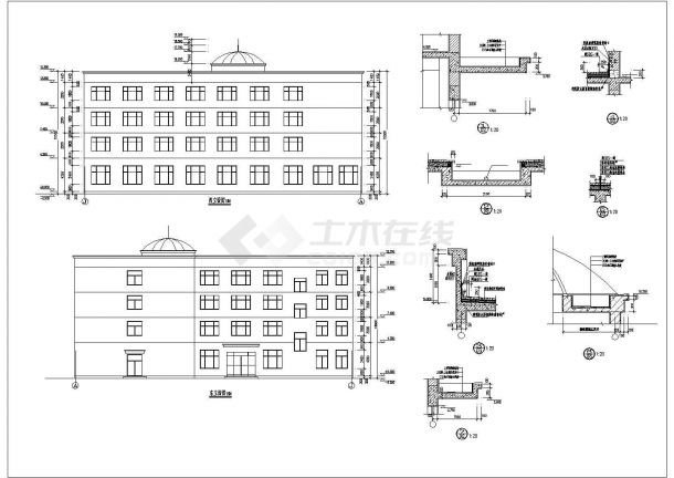 南京某工厂3100平米3层框架结构宿舍楼建筑设计CAD图纸-图二
