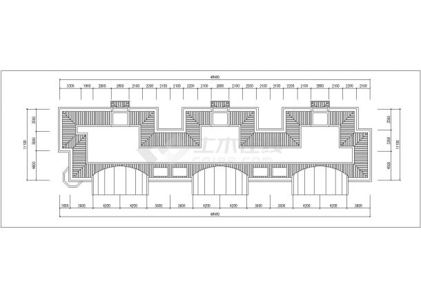 荆门市华富园小区六层住宅楼立剖面设计CAD图纸（每层520平米）-图一