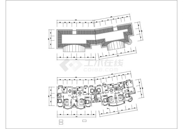 晋中市绿苑嘉园小区六层住宅楼立剖面设计CAD图纸（每层460平米）-图二