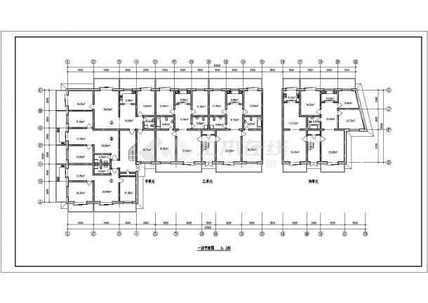 济南市某现代化小区多栋住宅楼的标准层平面设计CAD图纸-图二