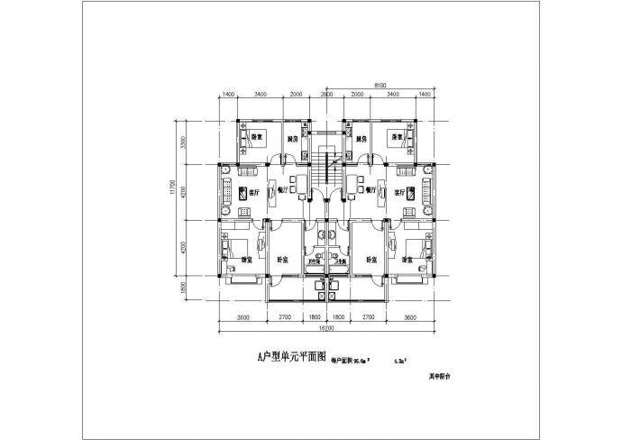 宿迁市某新建小区110平米左右的平面户型设计CAD图纸（9张）_图1