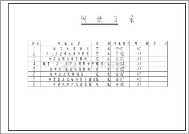广州某商务大厦全套空调工程设计cad图纸(含空调风管平面图)-图一